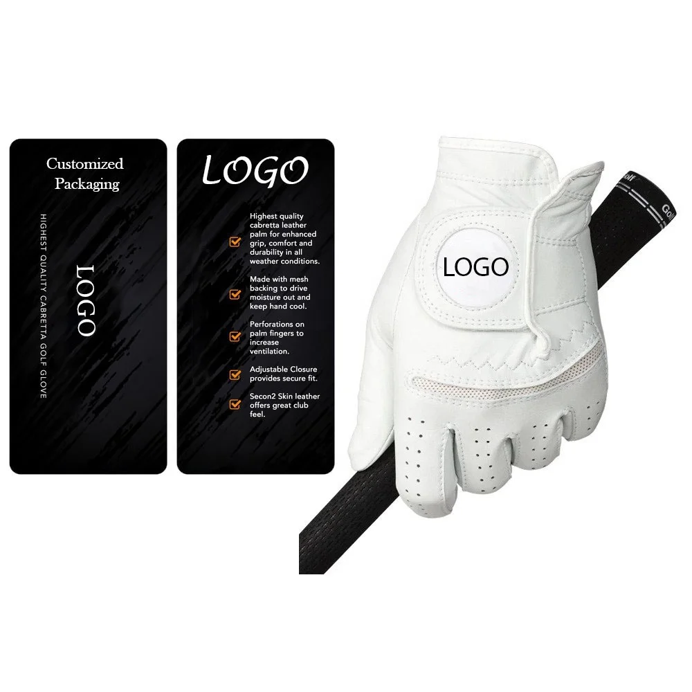 Golf Gloves Cabretta Leather Packaging Manufacturer Synthetic Leather Hands Men PK OEM Custom Brand 50 Pcs Palm Soft by Canleo