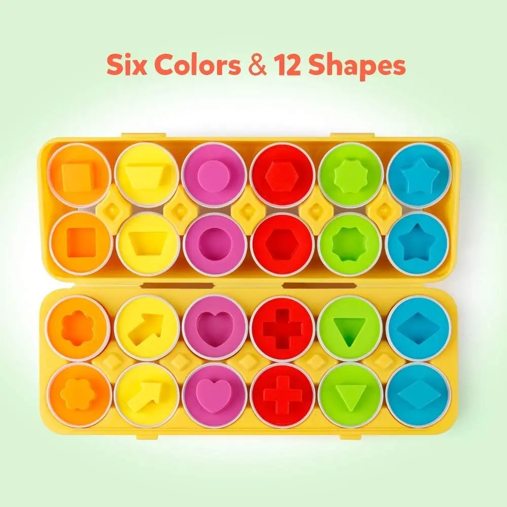 2024 Best Gifts Matching Eggs 12 pcs Set Color & Shape Recoginition Sorter Puzzle for Toddlers Easter Travel Game