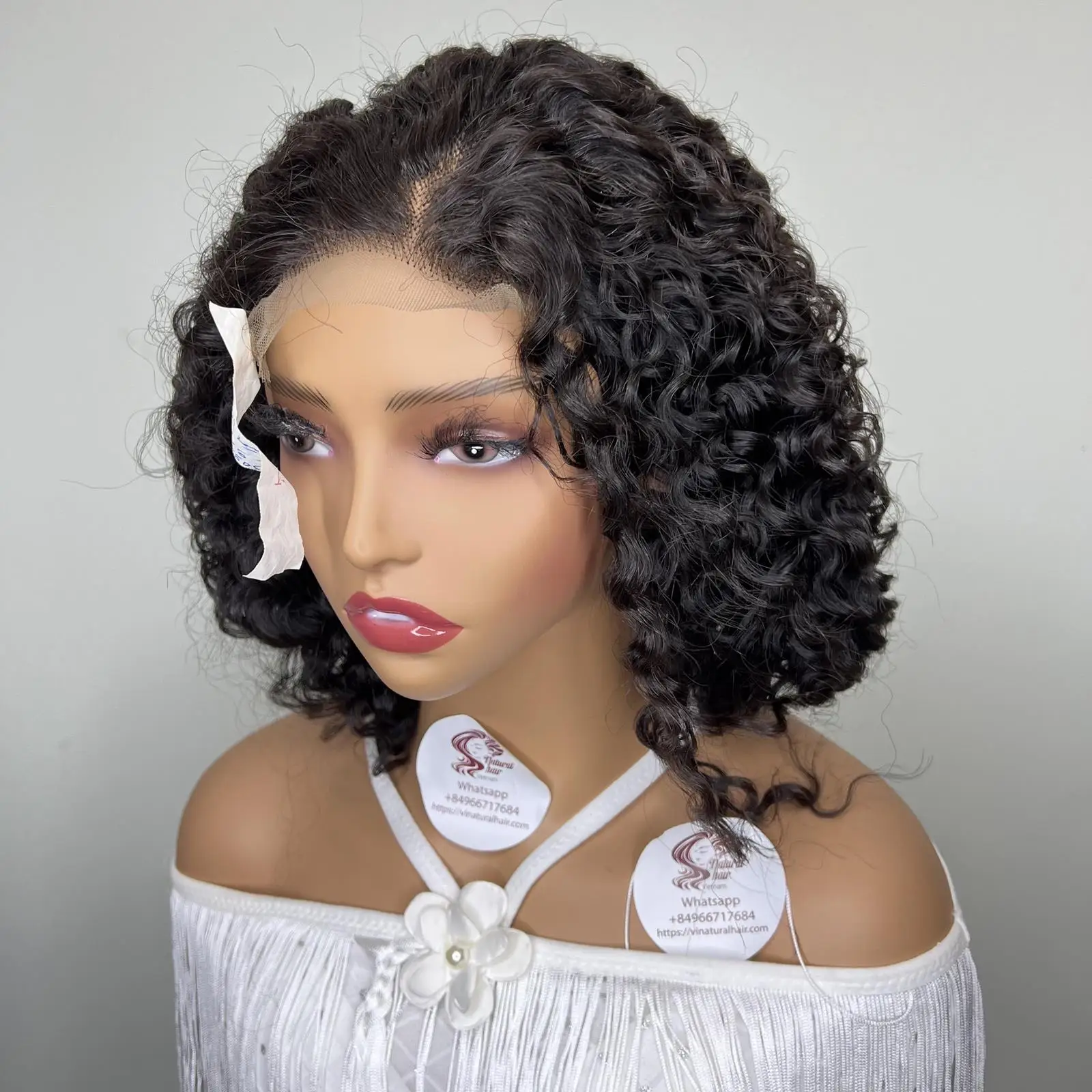 New product: Burmese Curly Hair Wigs Short Curly Wigs with 4x4 Lace Closure DD, 1B, 180% Density and 100% Vietnamese Human Hair