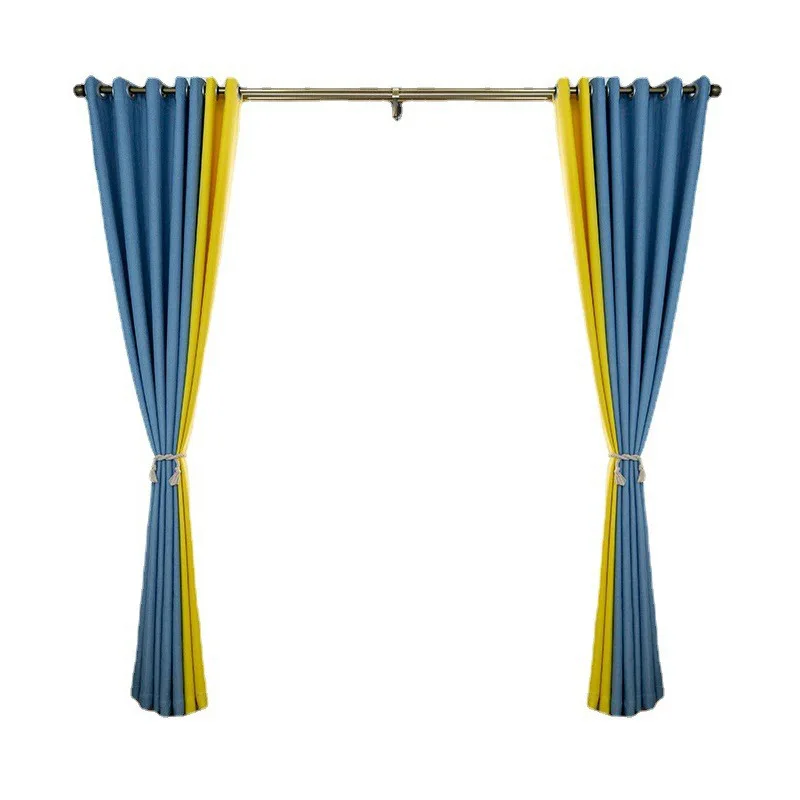 oem customized logo design with plain curtain fabric splicing processing custom-made shading flame retardant curtains