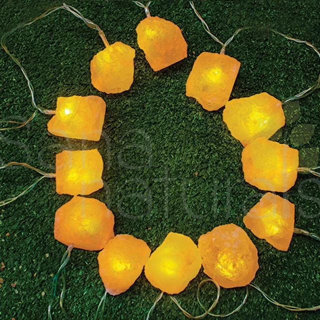 LED String Lights with battery pack made by Himalayan Pink Rock Salt Warm white & colorful filament 800gms12lights on 1string