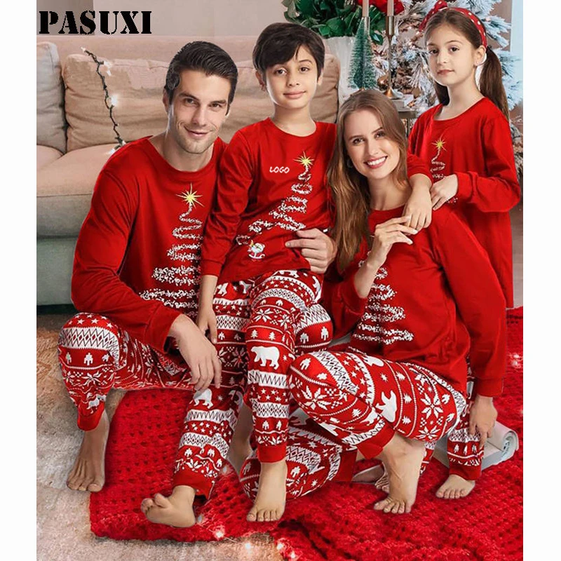 PASUXI Christmas Pijamas Kids Baby Custom Print Xmas Christmas Pajamas Matching Family Christmas Pajamas
