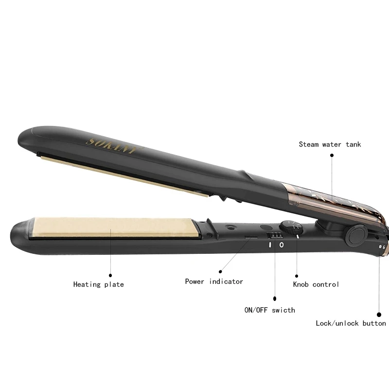 Popular Professional LED Water Vapor Steam Pod 450 Temperature PTC Styler Steampod Hair Straightener