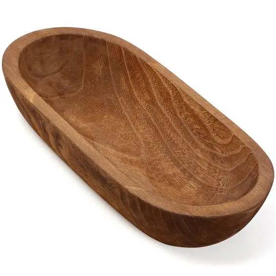Hand Made Luxury Acacia Wooden Dough Bowl  Carved Bowl Handmade Natural Real Wood Serving  Bowl By Mehak Impex