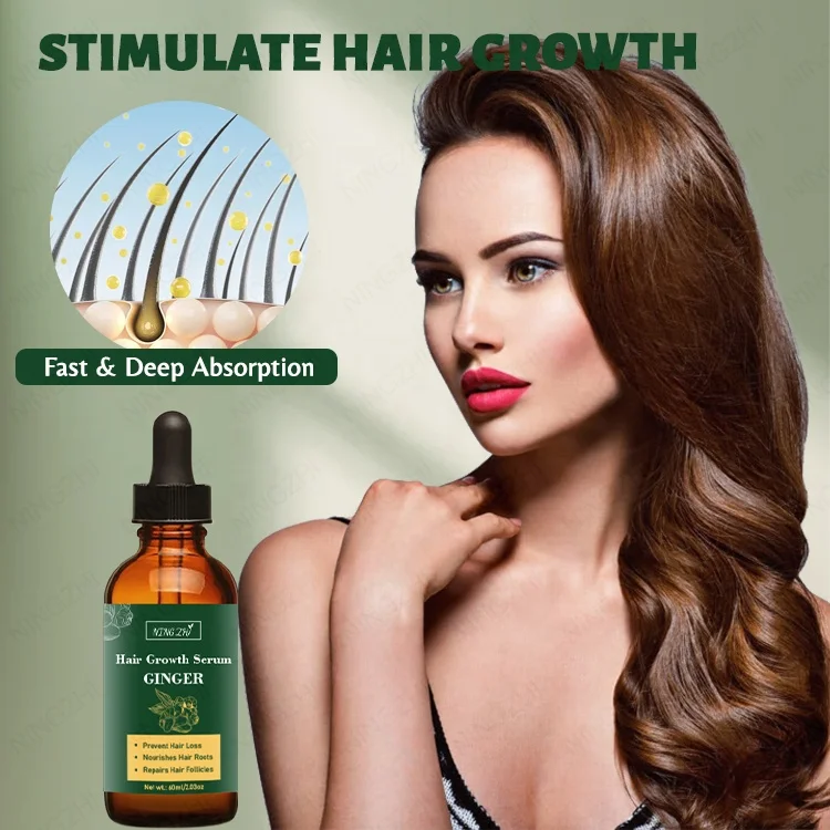 Wholesale natural organic hair care anti hair loss essence ginger hair growth serum