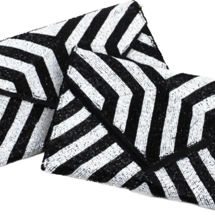 Black And White Stripe Design Party Clutch For Women
