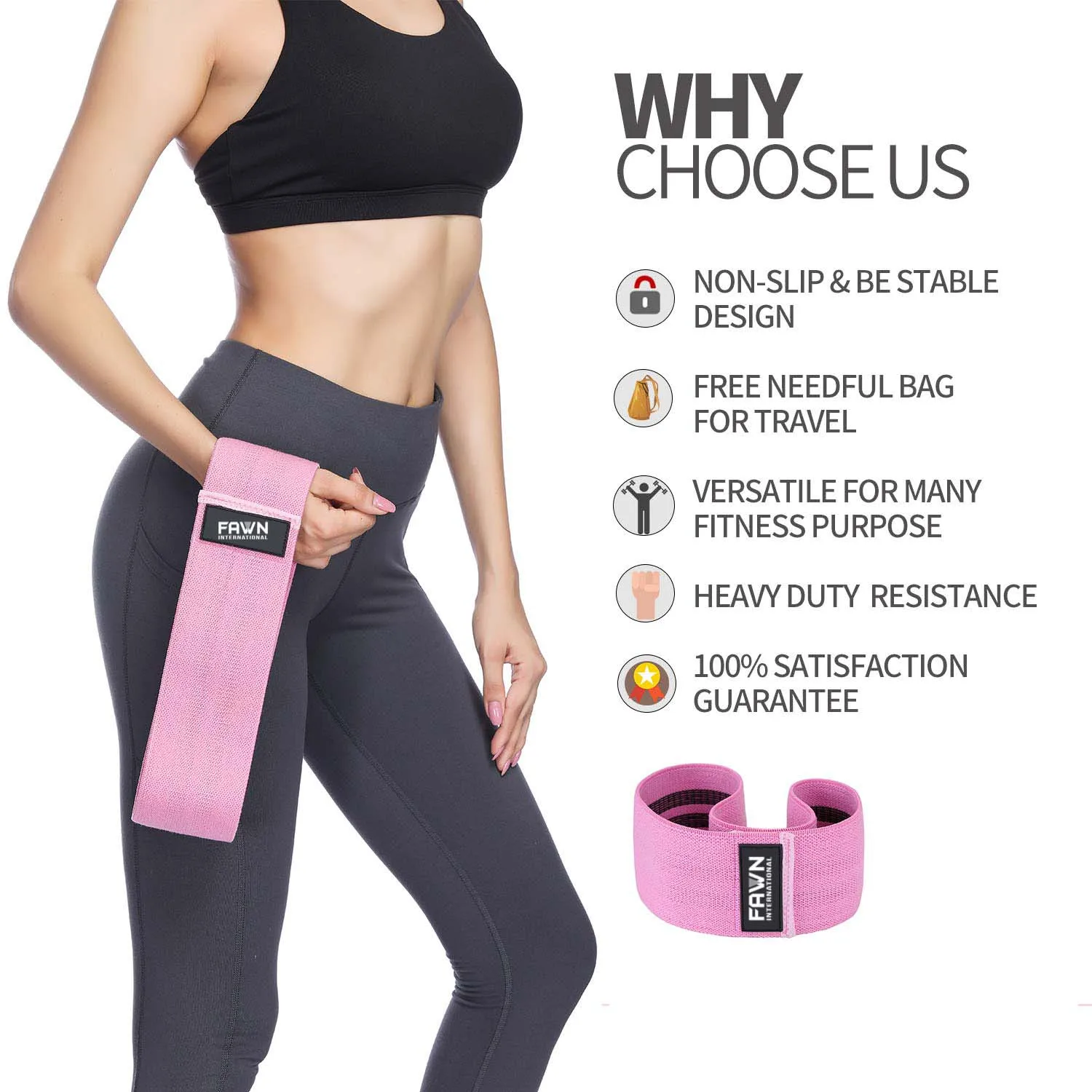 3pcs Hip Circle Loop Resistance Band Workout Exercise for Butt Legs Thigh Set.