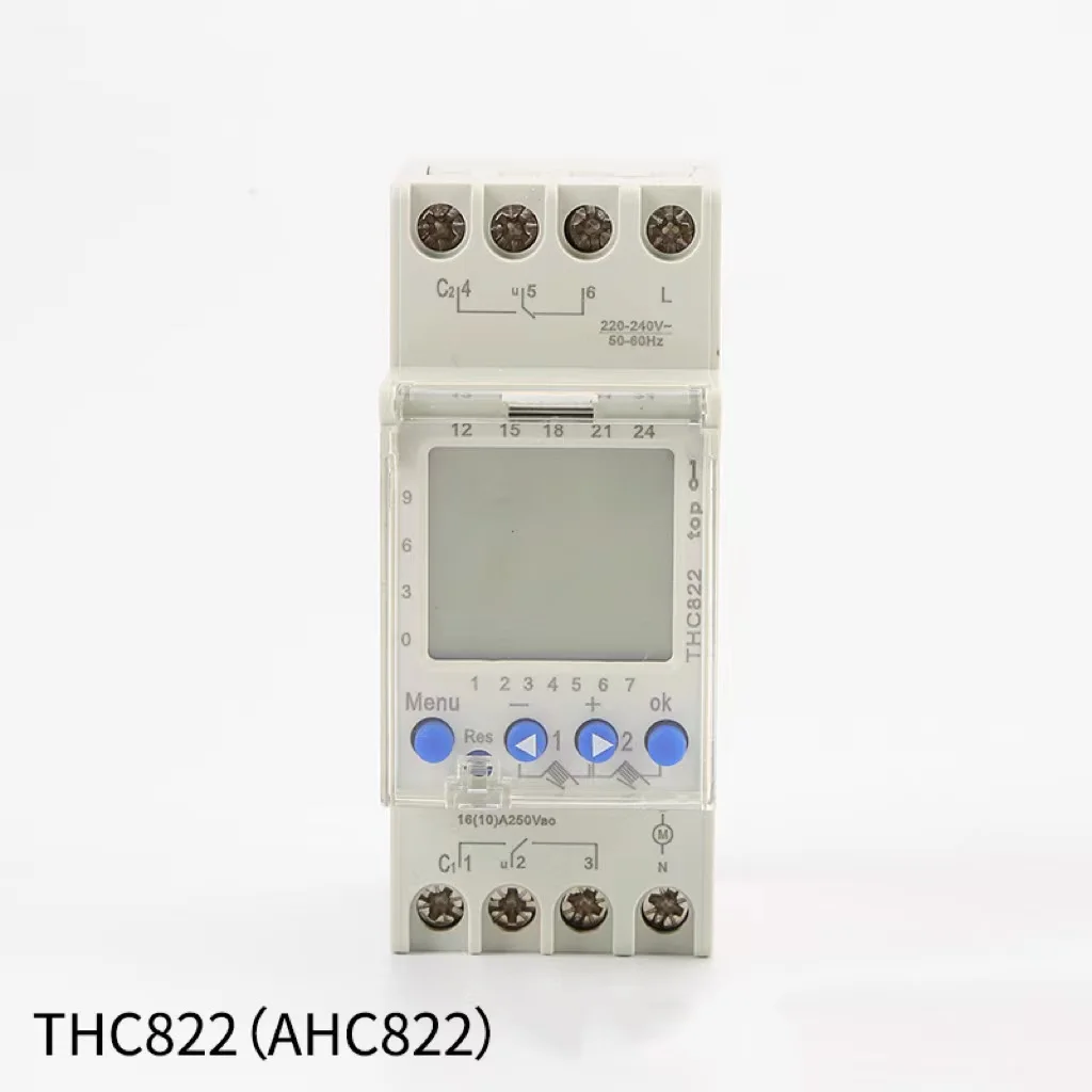 T hc812 T HC822 Channel 16A Multi function DIN Rail Digital LCD Programmable Timr Controller Ahc822 Digital Time Switch