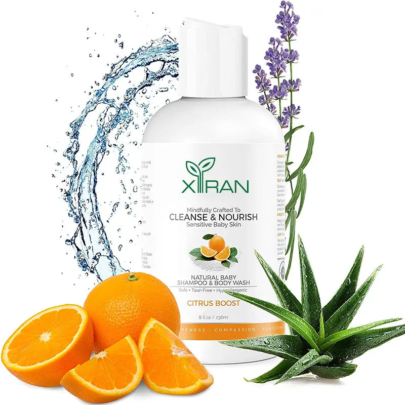 Factory Supply 100% Organic Nourishes Orange Peel Oil Shampoo For Kids Aloe Vera Cleanse Nourish Baby Shampoo and Body Wash