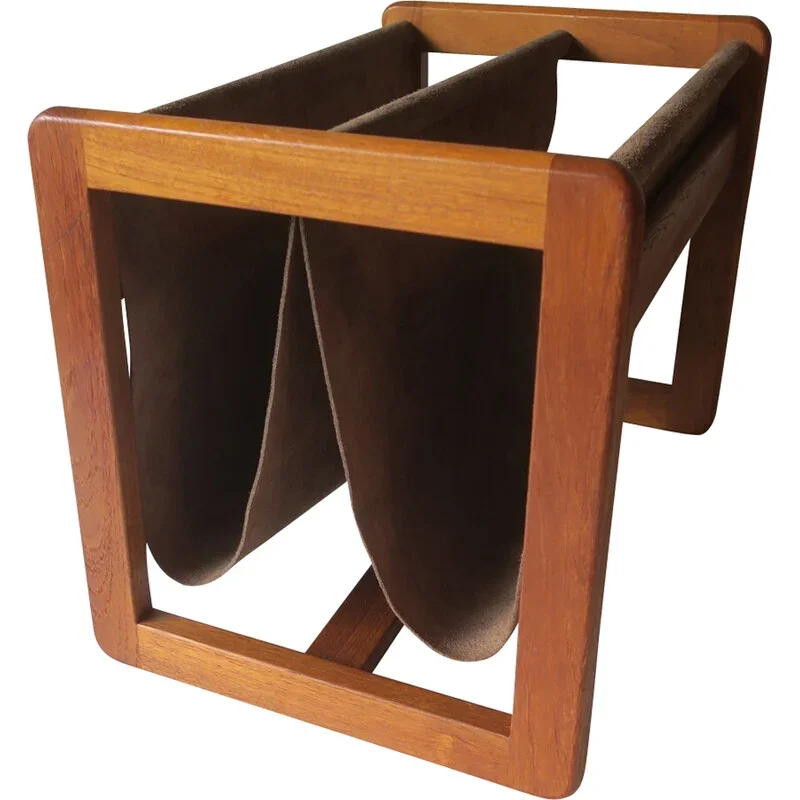 Classic Style Top Selling natural Wood & Leather Magazine Rack Newspaper Display Holder & Rack Used In Stores/Shop /Library