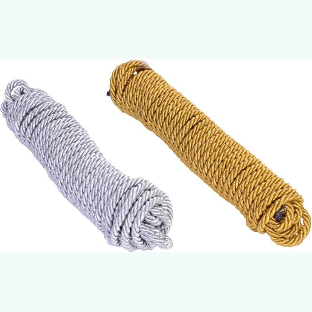 Real Metal 4mm Braided Round Bullion Cord, Gold Color,