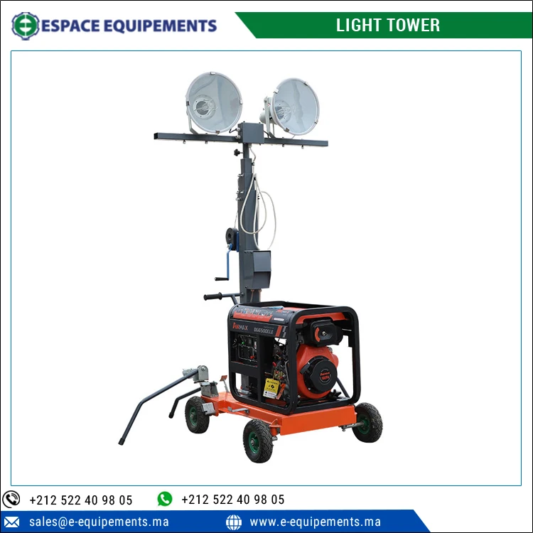 Переносная световая башня прицепа высотой 1800-4800 мм для общего строительства и бетонной отделки ночью