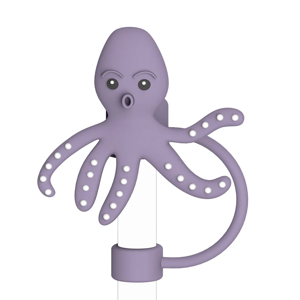 8mm 10mm Reusable 3D Straw Covers Cute Cartoon Animals Reusable Straw Toppers for Drinking Straws cup