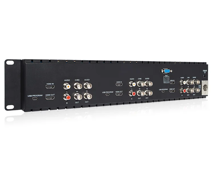 Triple 5 Inch 2RU 800x480 Broadcast LCD Rack Mount Monitor with 3G-SDI, HD-MI, AV input and output T51