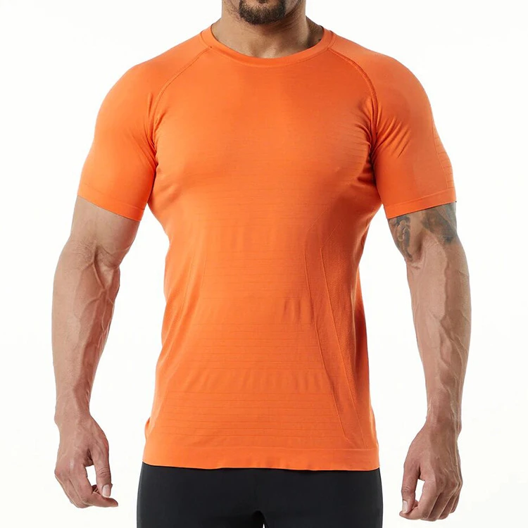 Custom Wholesale  mens active wear seamless knitwear gym men workout top fitness compression t shirt top by SINEWY SPORTS