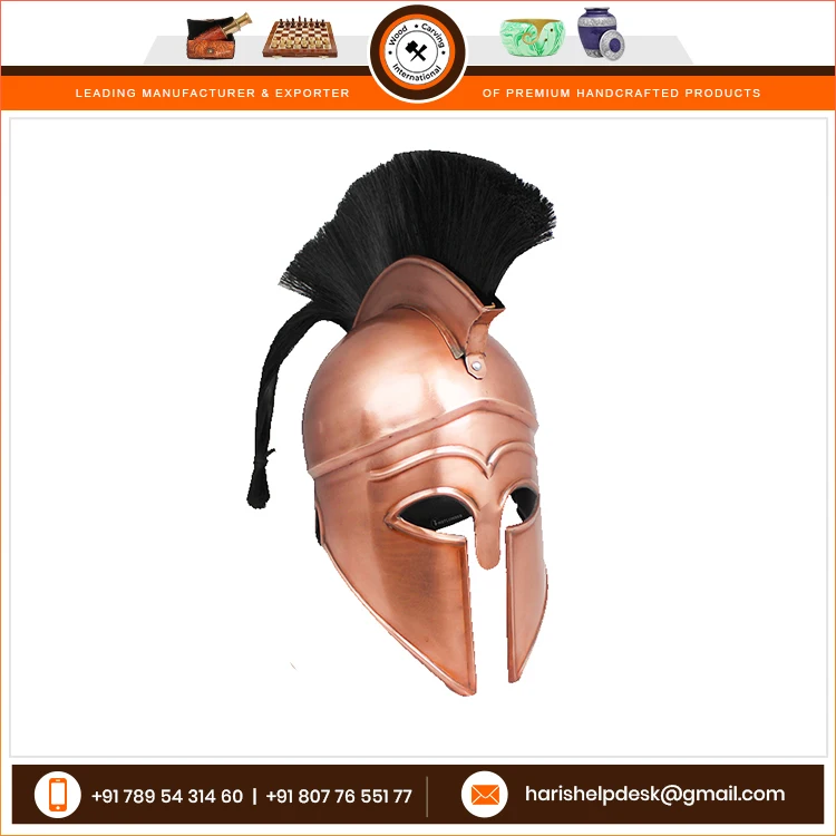 Handmade High Demanding Spartan Helmet Armor Roman Greek Corinthian Helmet Copper Polished for Sale