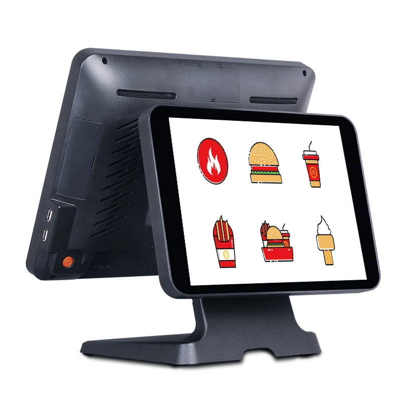 All in One Dual Screen Windows POS  System Machine 15-Inch Touch Main Screen and 2nd Display for Checkout