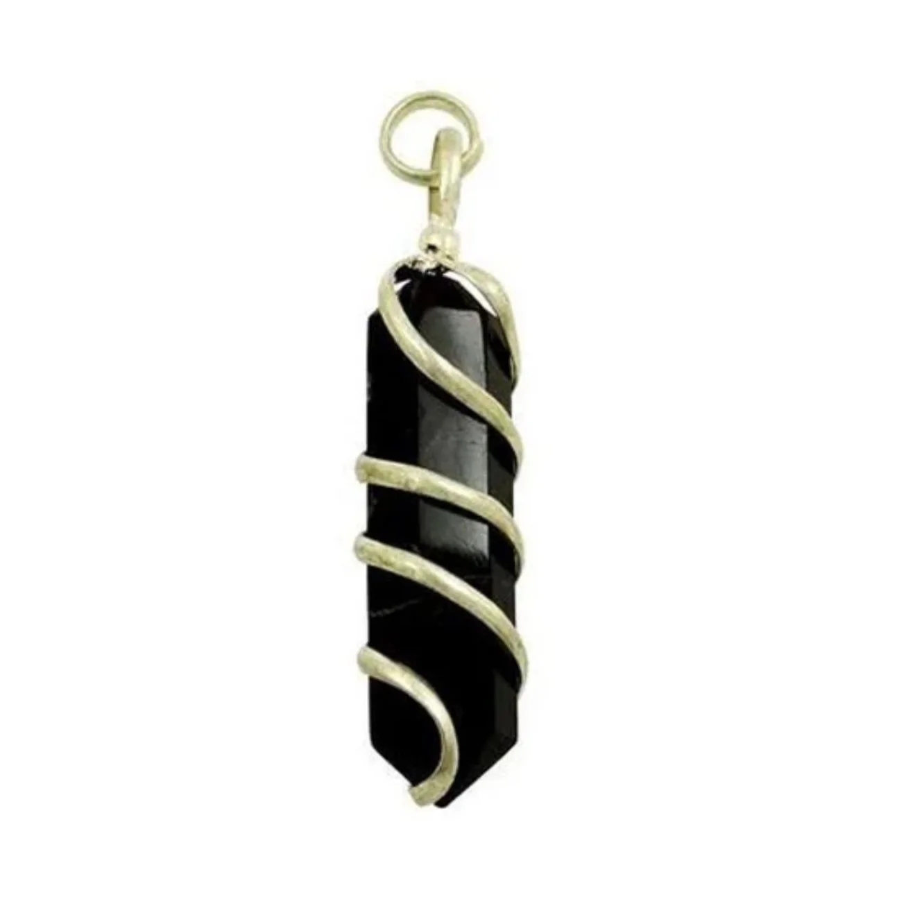 New Arrival Black Tourmaline Double Point Hexagonal Point Pencil Wire Wrapped Pendant for Women from India
