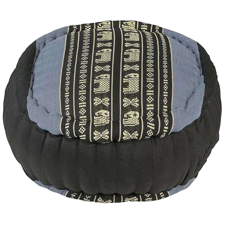100% Kapok Knitted Cushion round Natural Meditation Pillow for Yoga Functional Positioner Multi Tones in Blue