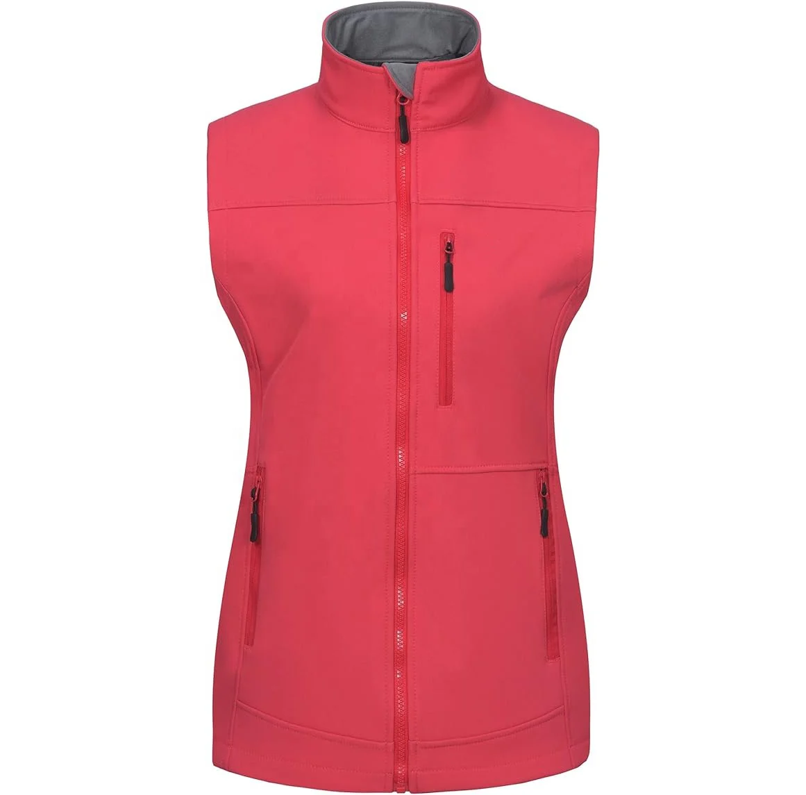 Wholesale Custom Polyester Spandex Soft Shell with Polar Fleece Women Outdoor Warm Windproof Sleeveless Hiking Vest Jacket