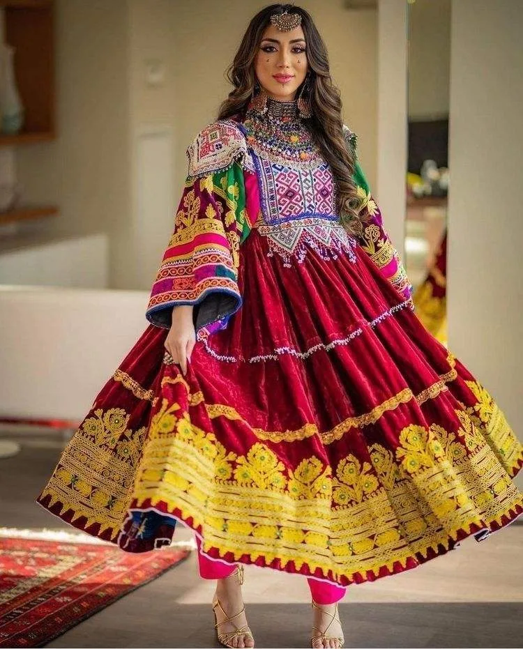 New Style Muslim Women Afghani kuchi Ladies Dress for wedding & party frock with all custom size and colors afghan dress