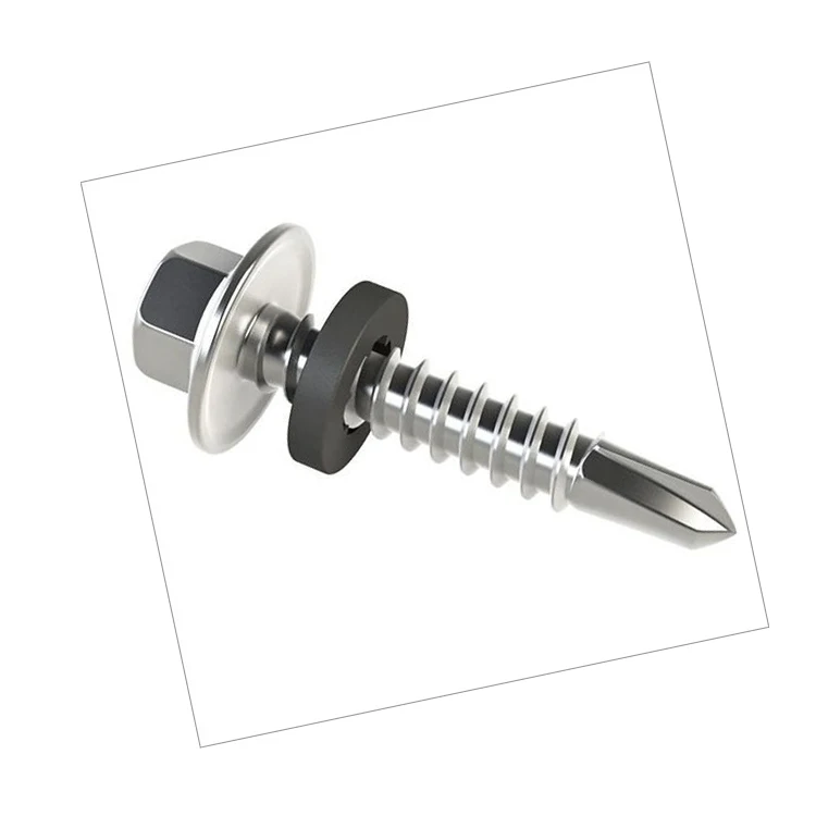 DIN7504K tornillos hexagonal hex flange head roofing screws rubber washer self drilling screw with EPDM Bonded washer