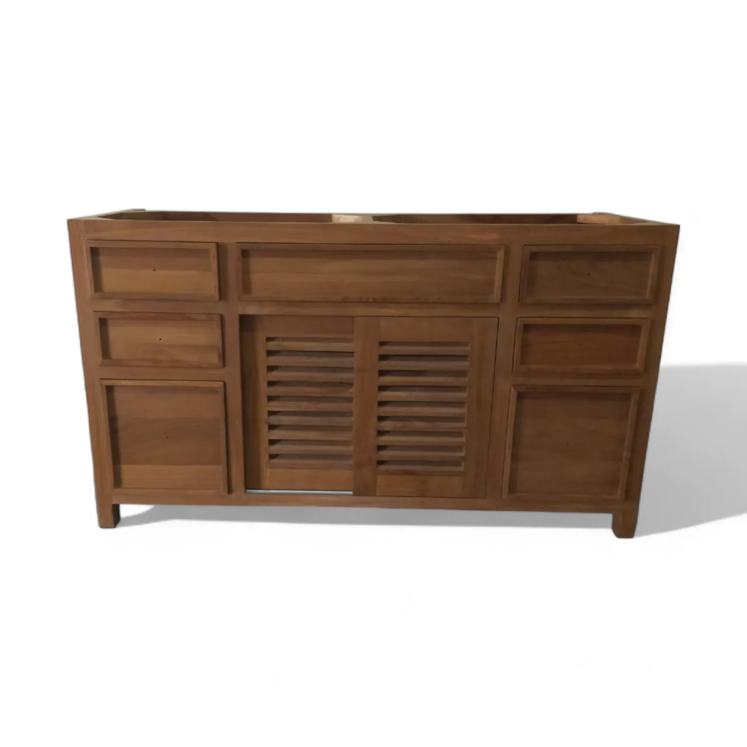 Contemporary Teak Wood Vanity Bathroom with Double Size with Custom Top and Size All Wood Bathroom Vanity Cabinet Furniture