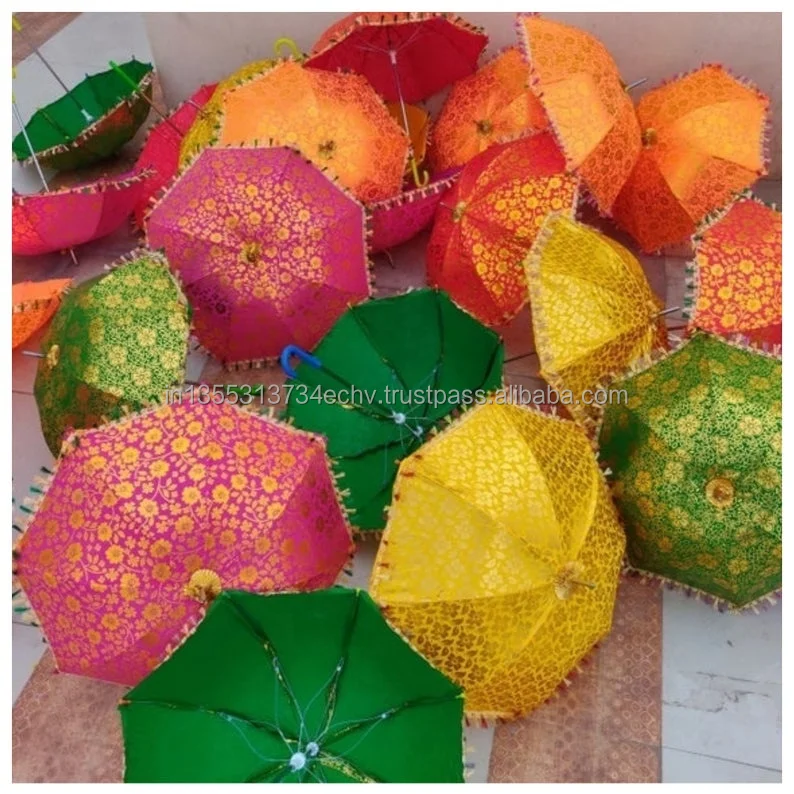 Decorative Handmade Indian Rajasthani Wedding Small Umbrella Handmade Vintage Sun Parasols Decorative Colorful Parasols Decora