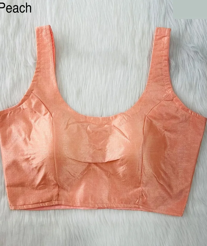 New Indian Designer Style Bollywood Plain Blouse with Heavy Phantom Silk with Fusing Pasting Free Size fully Stitched Blouse