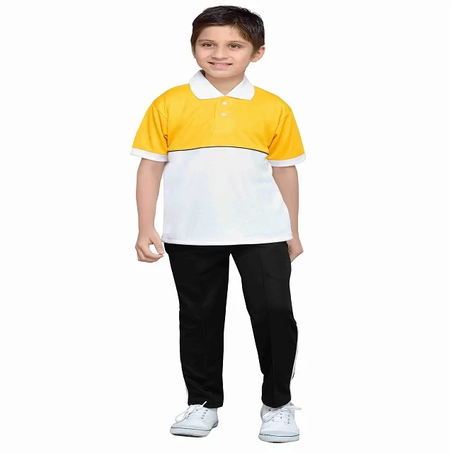 Factory Custom Design Kids Solid Polo T-Shirt and Pants Cotton Short Sleeve Sports T-Shirt and Uniform for School Boys