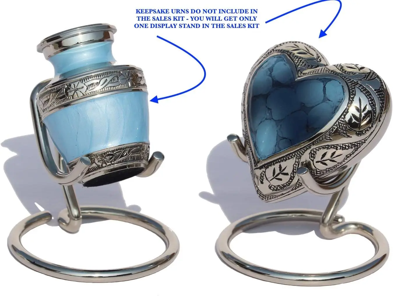 Display Stand for Small Keepsake Heart Urns  Stainless Steel Silver Finished Beautiful Keepsake URN Holder Mount for Small Urns