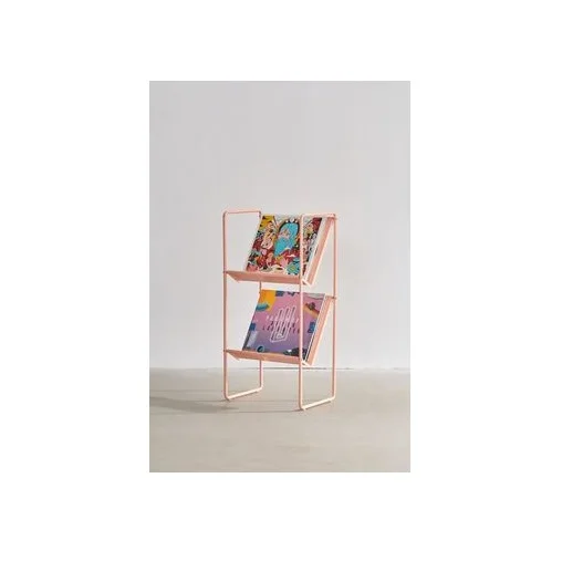 Metal Wire Mesh Magazine And Books Holder Stand Leather and Metal Magazine Rack Holder for Desktop Office Hotel and Restaurant