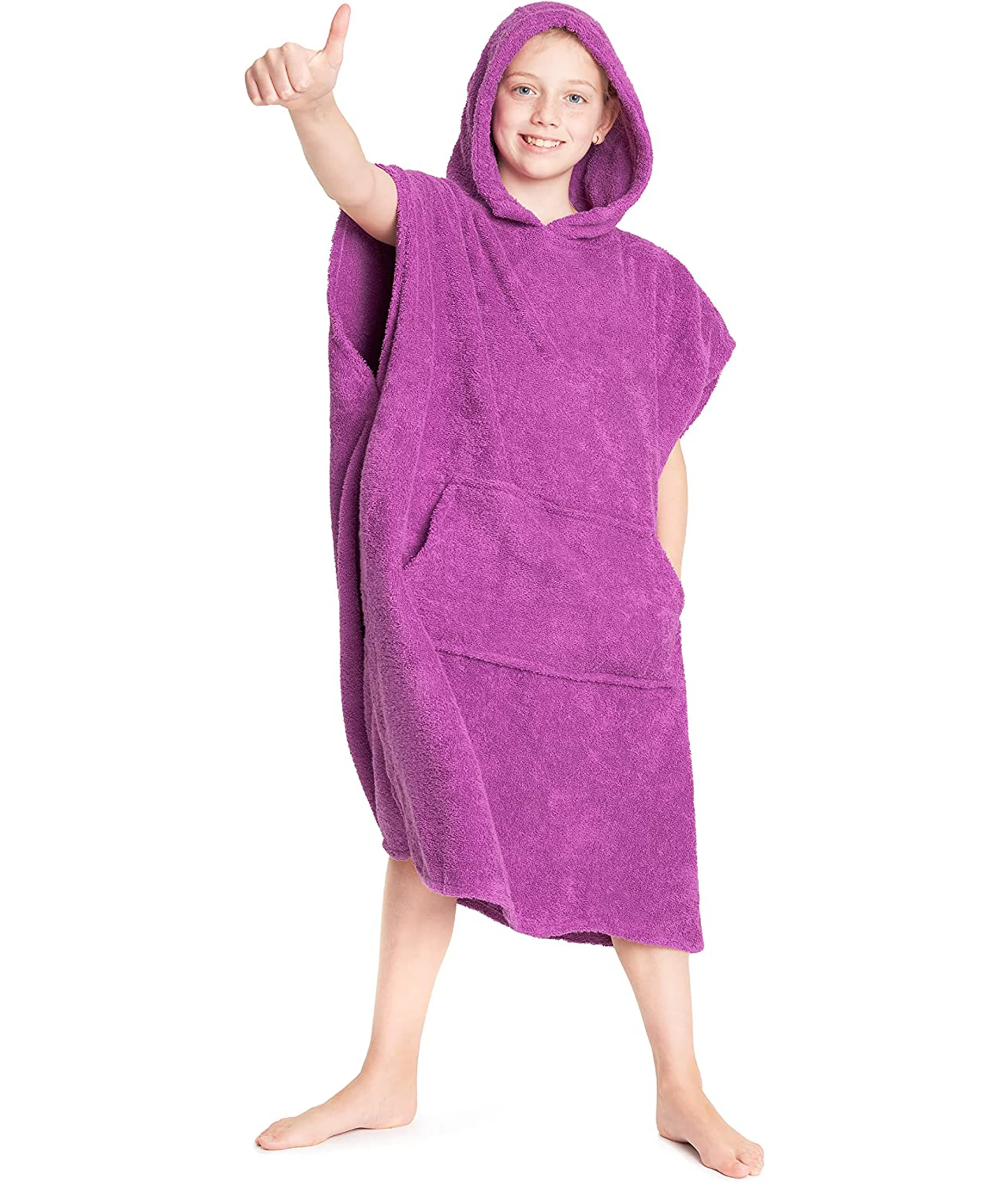 Kids Surf Surf Poncho Towel 100% Cotton Pink Poncho Towels for Kids Sports Surf Bath Sports Swimming Towel Robe