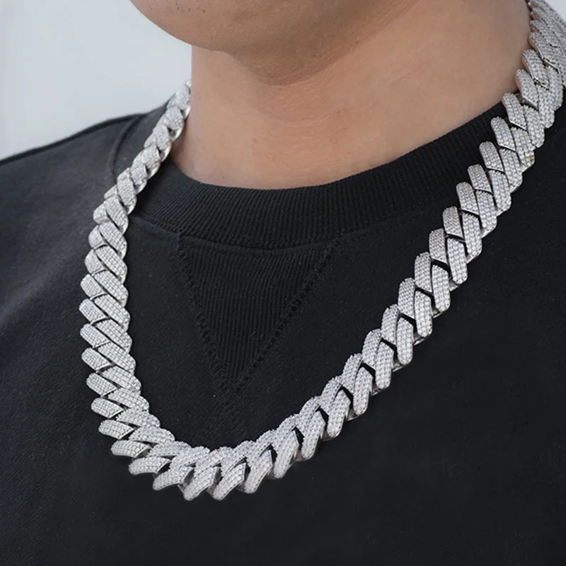 Affordable Luxury Mens Hip Hop Miami Cuban Link Chain Moissanite Hip Hop Rappers Cuban Link Chain from India