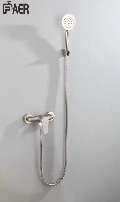 Brief Design Brushed Chrome Stainless Steel Hot Cold in-Wall  Hand Shower Faucet Set Bath Mixer for Bathroom