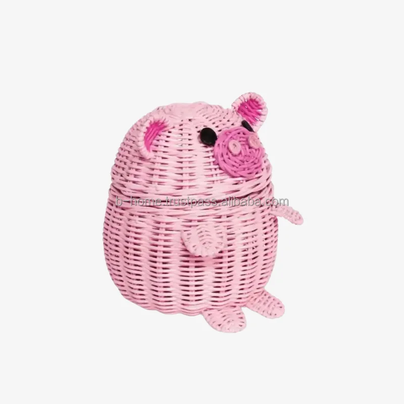 Pinky Pepa Pig Basket handicraft Rattan Basket For Storage, Wicker Toys Organizer, Kid Room Decor, Unique Birthday Gift
