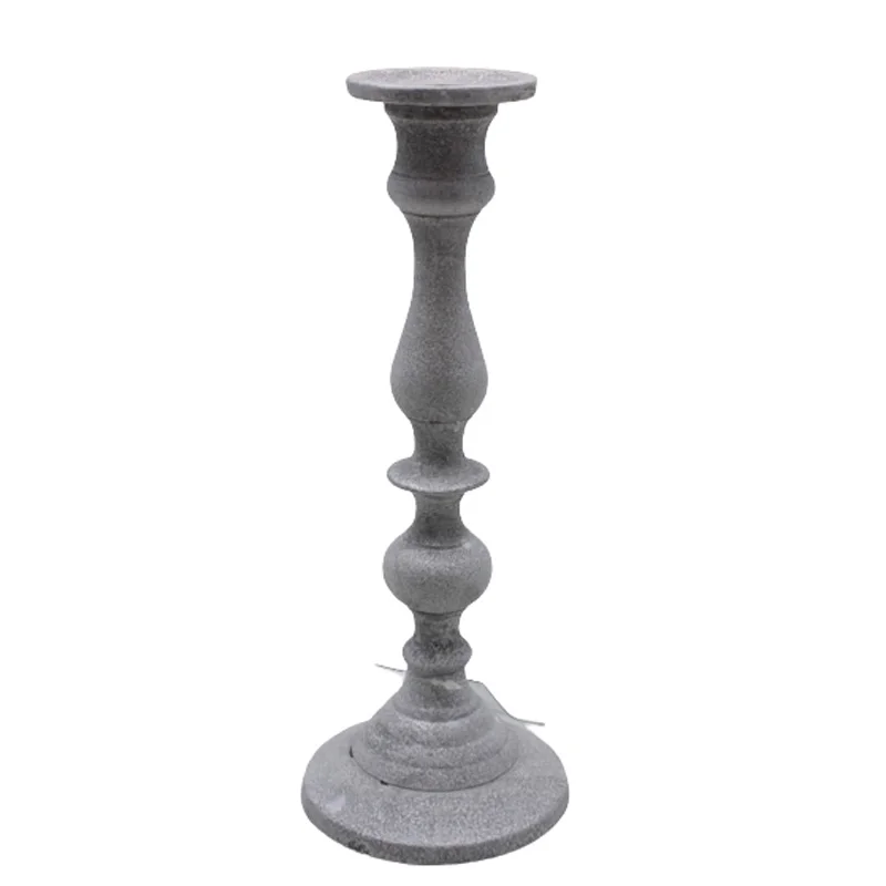 Aluminum Decorative Metal Candle Stand Set Of 2 Dark Grey Stone Candle Holder For Home & Wedding Decor Handmade