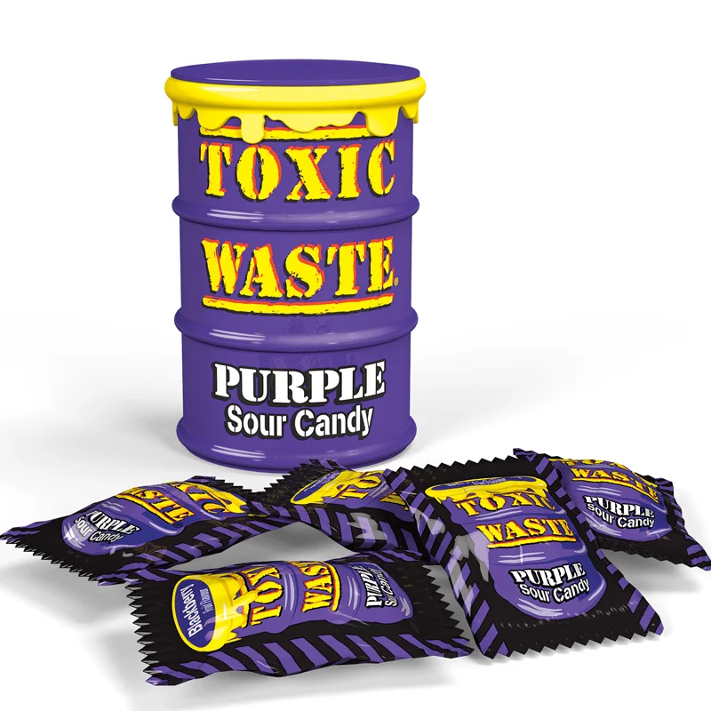 Buy Toxic Waste at competitive prices available in bulk/ Toxic Waste Sour Purple Candy Drums - 12 Count