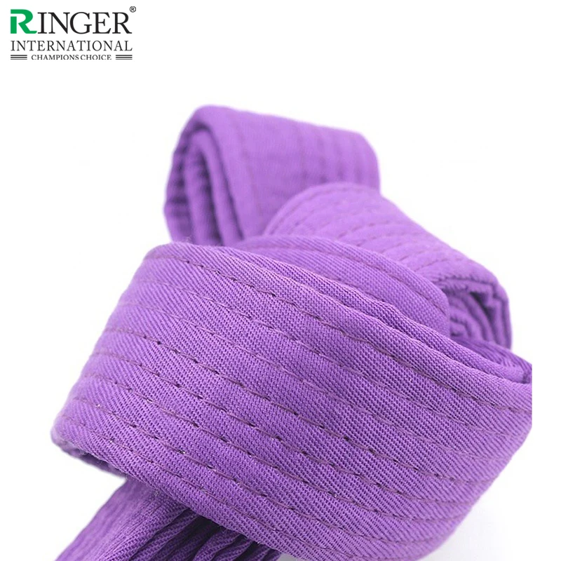 Wholesale manufacturer OEM custom made logo karate belt high quality color with stripe cotton martial arts belt for karate