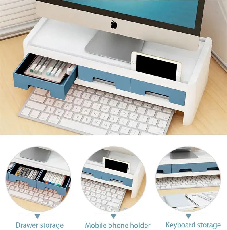 Computer Monitor Riser,Desktop Monitor Stand for PC/Laptop,Home & Office Desktop Organizer