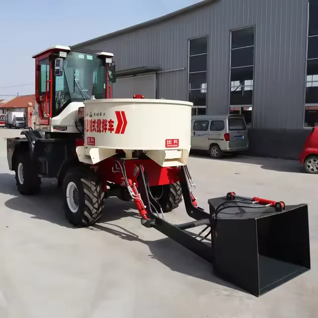 Flat Mouth Pan Automatic Concrete Self-loading Mixer Truck Self-Feeding Cement Flat Mixer Truck