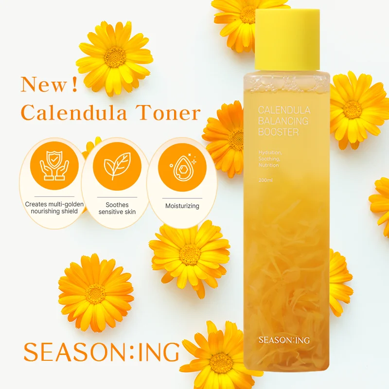 Beauty [SEASON:ING] Calendula Toner with Real Calendula Petals,Moisturizing,Soothing,Nutrition,Calendula Balancing Booster