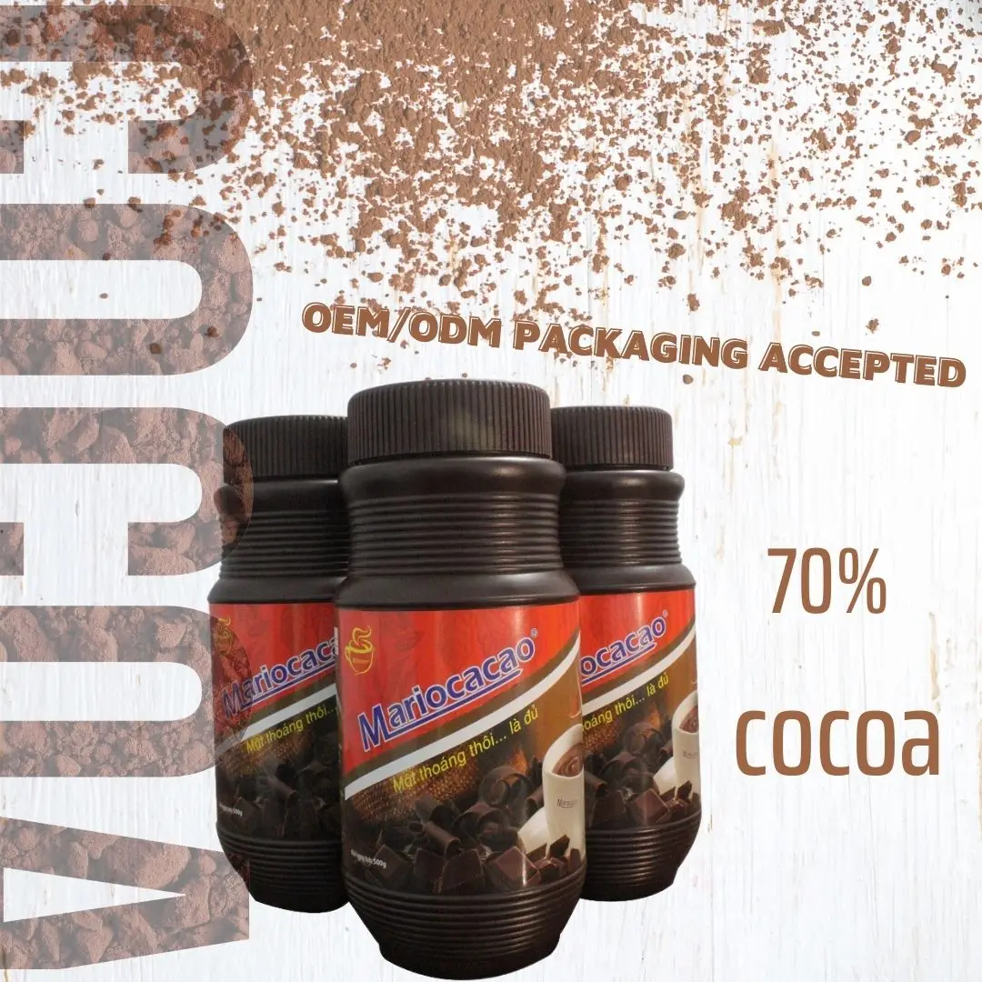 First Grade 70% Cacoa Instant Cocoa Powder MARIO Cocoa Brown Jar With Viet Nam Origin 500gr/bag with Shelf life 18 months