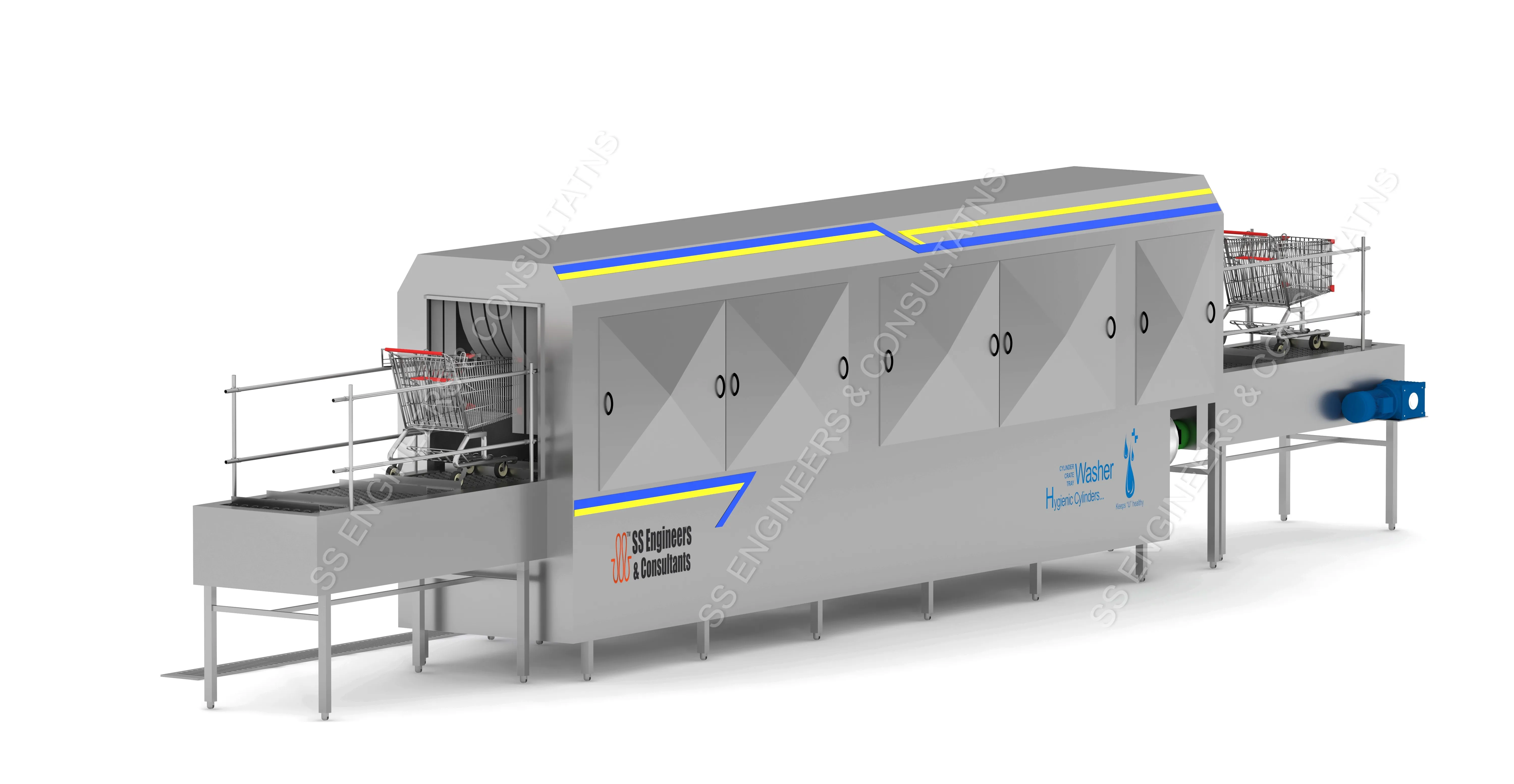 Super Market Trolley Washing Machine Super Market Shopping Trolley Washer Basket washing Machine