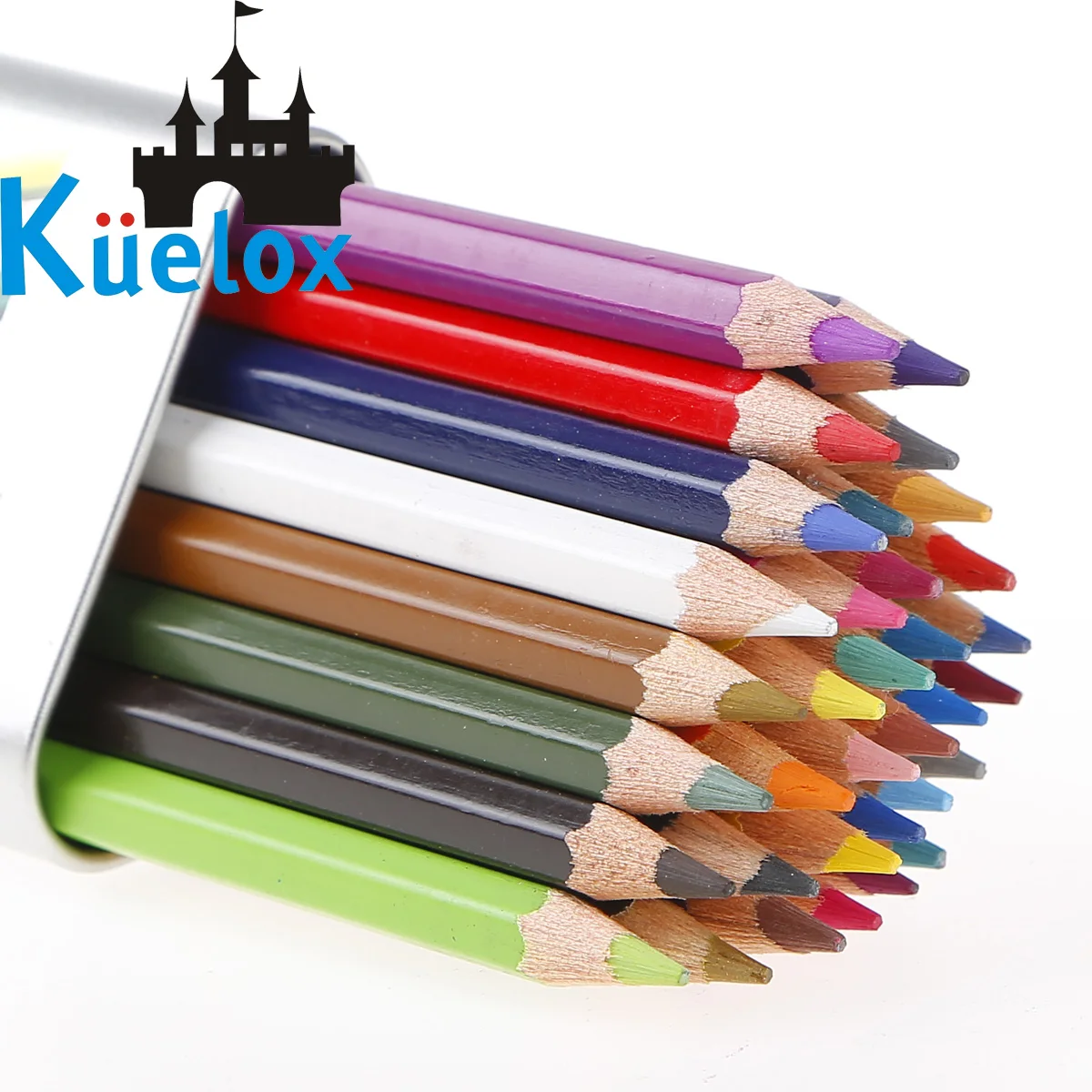 Kuelox 8812 12/24/36/48 colors water soluble colored pencils with triangle metal tube for coloring school art supplies