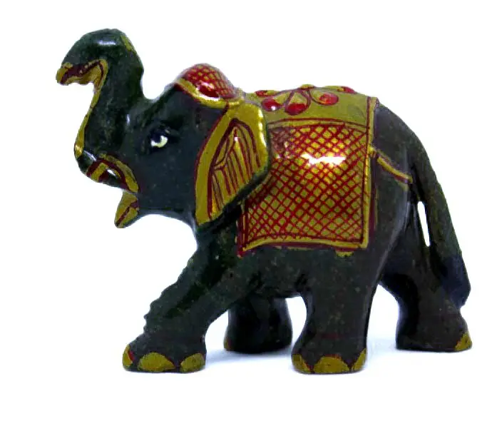 Buy Indoor Decorative Indian Handcrafted Rose Quartz Gemstone Hand-painted Elephant Statue Carving Figurine Make in India