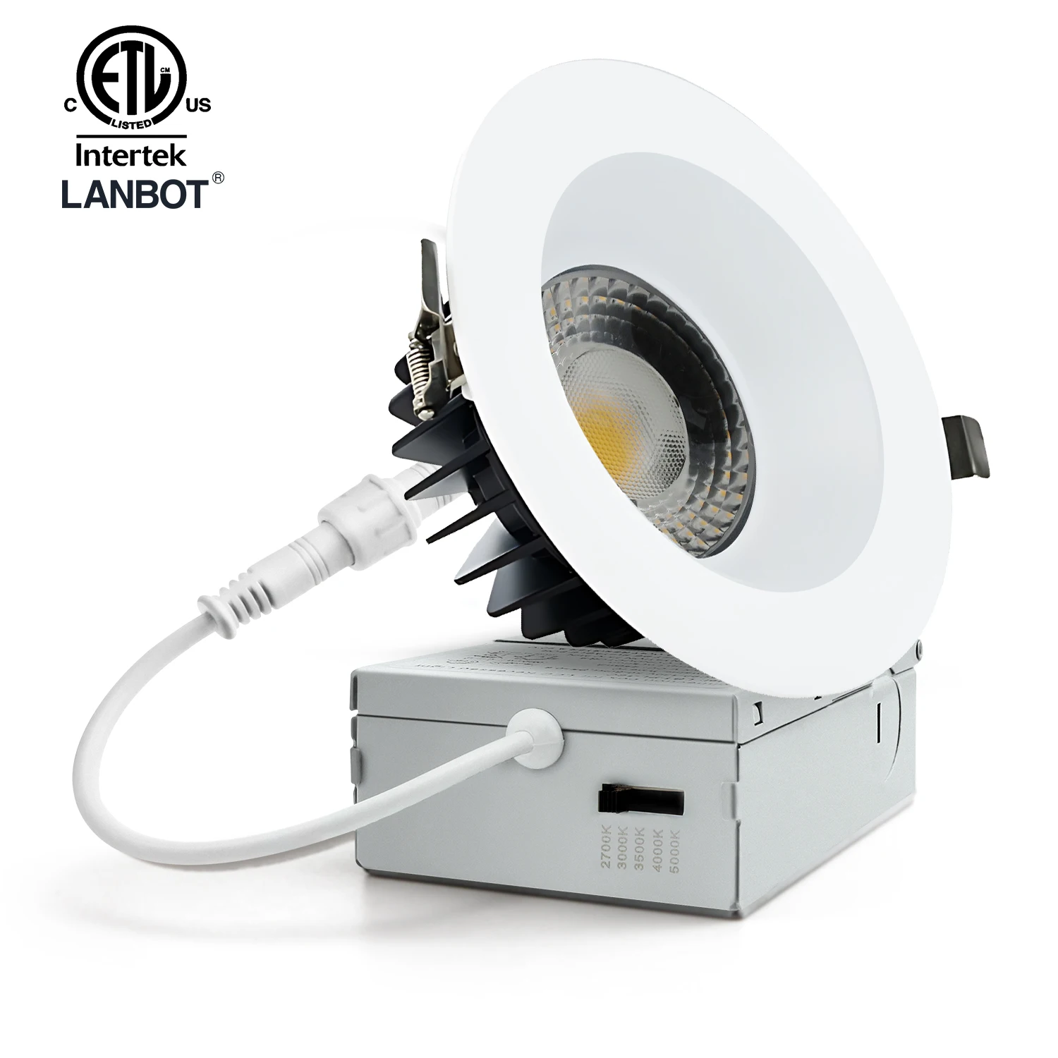 Lanbot 6 Inch 15W 18W 24W 5CCT LED COB Downlight (Canless Pot Light) Color Selectable: 3000K/4000K/5000K 120V Dimmable