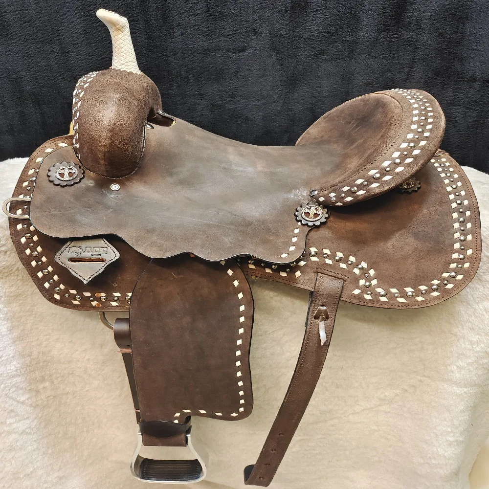 Handmade Premium Quality Leather Western Barrel Racing Saddle Custom Size Design with Trail Accessories Included