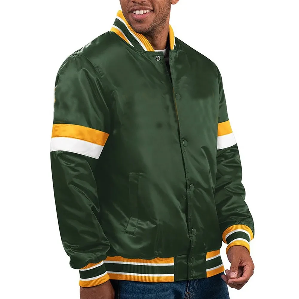 Men New Fashion Style Nylon Custom Color Satin Baseball Jacket Classic Design Varsity Jacket