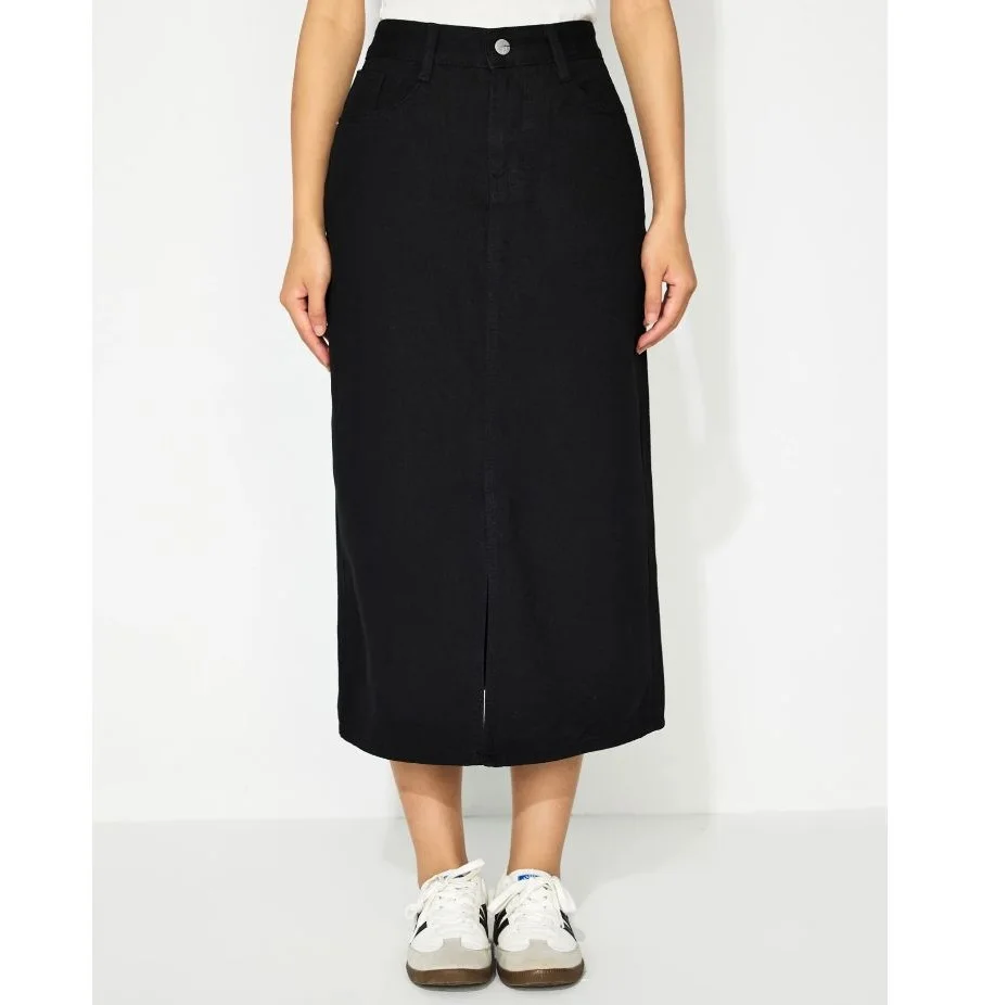 Trendy Heavy Quality Women Slit Denim Skirt In Non Stretchable Cotton Fabric High Waist At Wholesale Prices